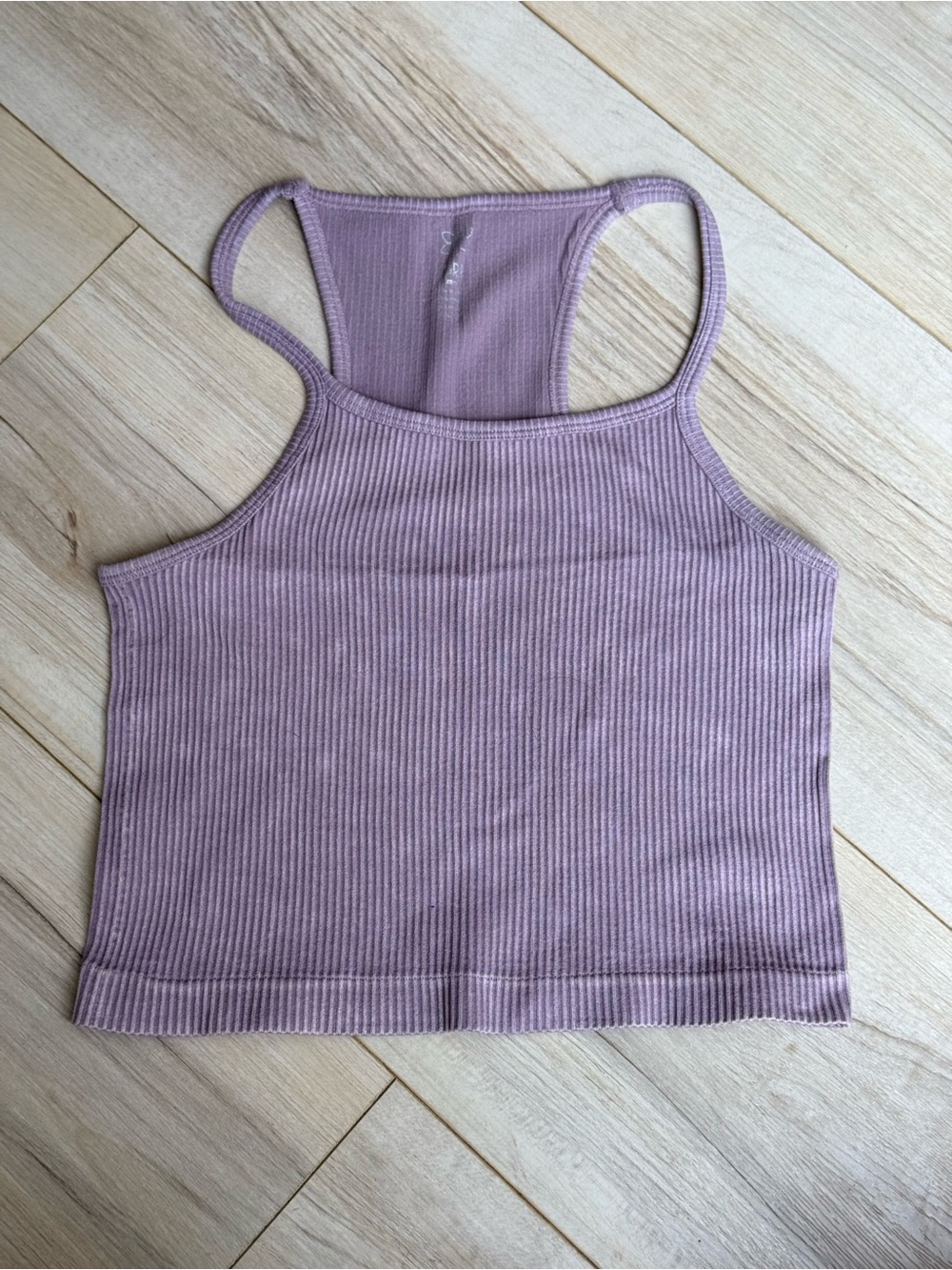 Ribbed Lavender Racerback Crop Tank Top - Women